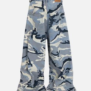 Concert Outfit Street Retro Camouflage Baggy Jeans