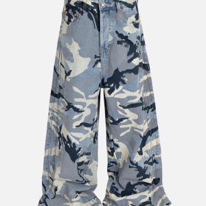 Concert Outfit Street Retro Camouflage Baggy Jeans