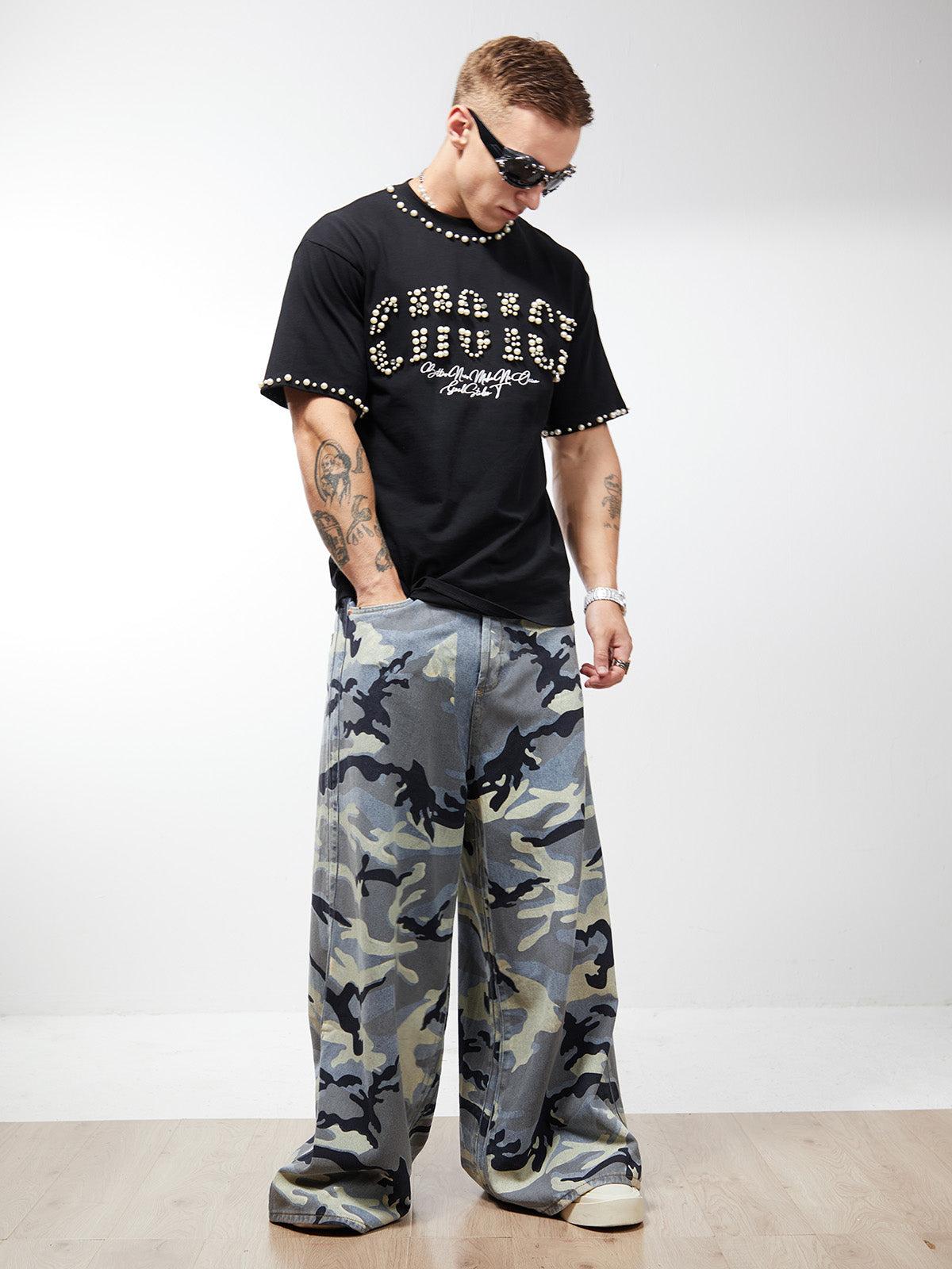 Concert Outfit Street Retro Camouflage Baggy Jeans Concert Outfit Street Retro Camouflage Baggy Jeans