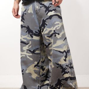 Concert Outfit Street Retro Camouflage Baggy Jeans