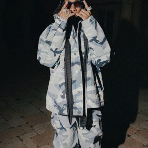 Concert Outfit Street Retro Camouflage Baggy Jeans