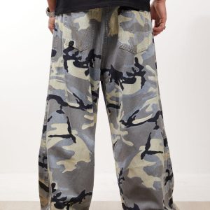 Concert Outfit Street Retro Camouflage Baggy Jeans