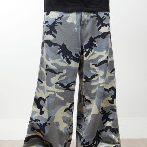 Concert Outfit Street Retro Camouflage Baggy Jeans