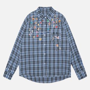 Concert Outfit Street Retro Cleanfit Plaid Shirt