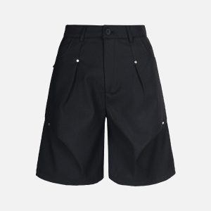 Concert Outfit Street Retro Pleated Rivet Shorts