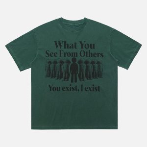 Concert Outfit Street Retro Portrait Letter Print T-Shirt