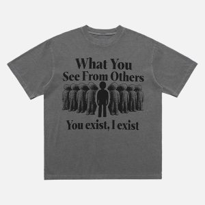 Concert Outfit Street Retro Portrait Letter Print T-Shirt