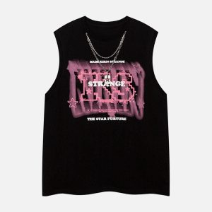 Concert Outfit Street Retro Star Chain Print Vest