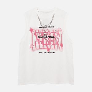 Concert Outfit Street Retro Star Chain Print Vest