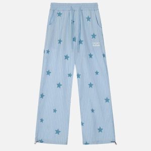 Concert Outfit Street Retro Star Vertical Stripes Trousers