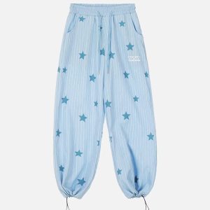 Concert Outfit Street Retro Star Vertical Stripes Trousers