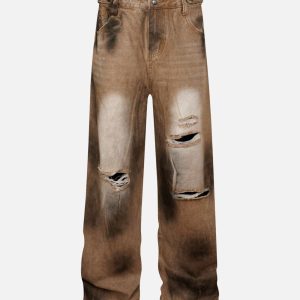 Concert Outfit Street Ripped Dirty Dye Jeans