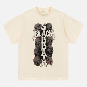 Concert Outfit Street Skull Graphic T-Shirt