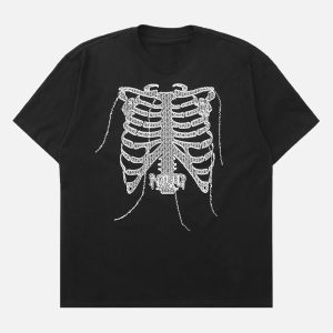 Concert Outfit Street Skull Print T-Shirt