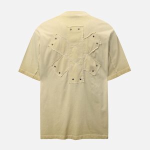 Concert Outfit Street Split Studded Patch T-Shirt