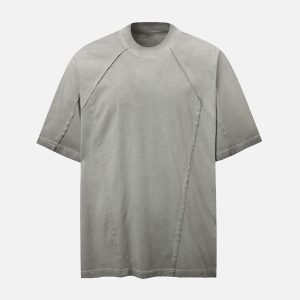 Concert Outfit Street Split Studded Patch T-Shirt