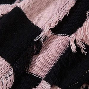 Concert Outfit Street Star Stripe Whisker Ripped Crew Neck Sweater