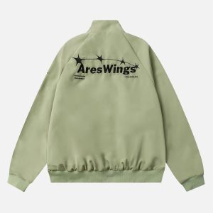 Concert Outfit Street Stars Embroidered Zip-Up Jacket