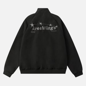 Concert Outfit Street Stars Embroidered Zip-Up Jacket