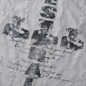 Concert Outfit Street Stitching Cross Print T-Shirt