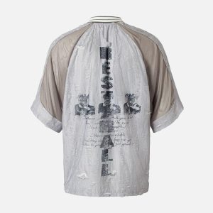 Concert Outfit Street Stitching Cross Print T-Shirt