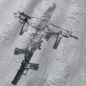 Concert Outfit Street Stitching Cross Print T-Shirt