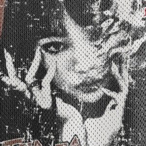 Concert Outfit Street Stitching Mesh Character Print T-Shirt