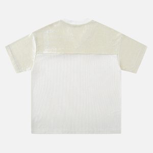 Concert Outfit Street Stitching Mesh Character Print T-Shirt