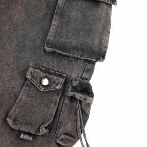 Concert Outfit Street Stitching Multi-Pocket Workwear Washed Jeans