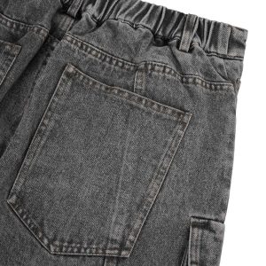 Concert Outfit Street Stitching Multi-Pocket Workwear Washed Jeans