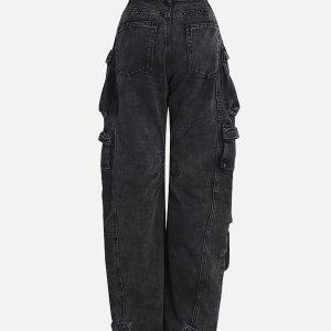 Concert Outfit Street Stitching Multi-Pocket Workwear Washed Jeans
