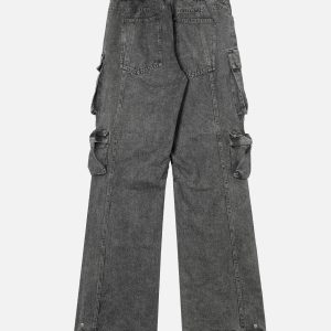 Concert Outfit Street Stitching Multi-Pocket Workwear Washed Jeans