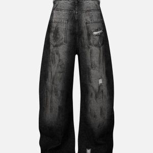 Concert Outfit Street Stripe Dirty Dye Barrel Jeans