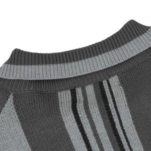 Concert Outfit Striped Embroidered Knit Polo Sweater