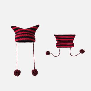 Concert Outfit Striped Little Devil Cat Ear Hat
