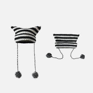 Concert Outfit Striped Little Devil Cat Ear Hat