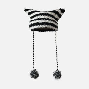 Concert Outfit Striped Little Devil Cat Ear Hat