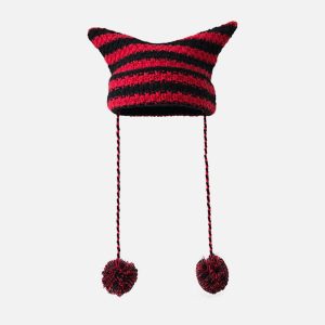 Concert Outfit Striped Little Devil Cat Ear Hat