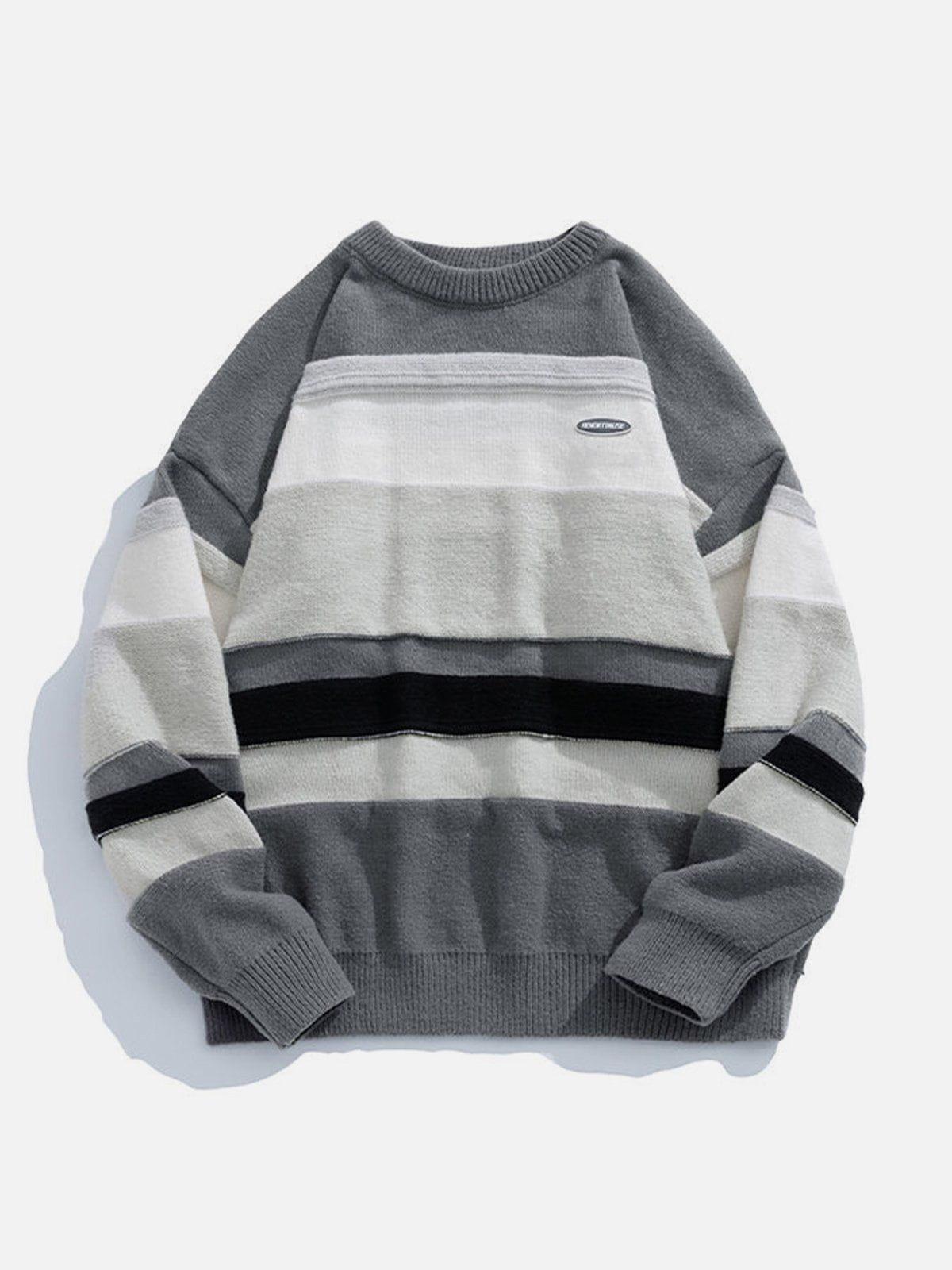 Concert Outfit Stripes Splicing Sweater Concert Outfit Stripes Splicing Sweater