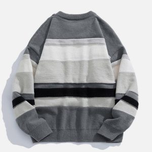 Concert Outfit Stripes Splicing Sweater