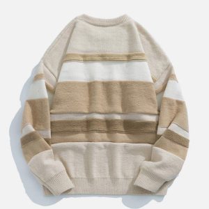 Concert Outfit Stripes Splicing Sweater