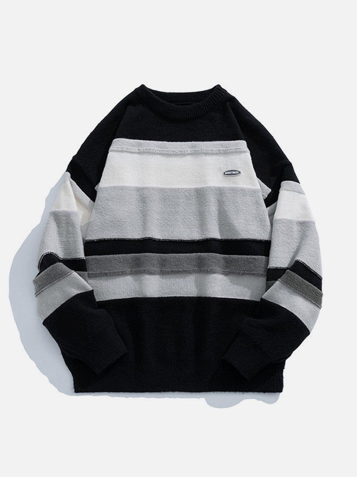 Concert Outfit Stripes Splicing Sweater Concert Outfit Stripes Splicing Sweater