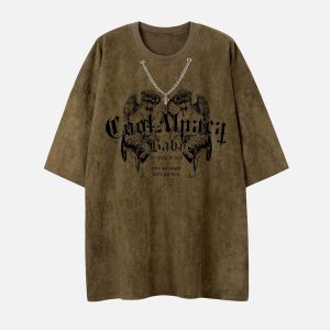 Concert Outfit Suede Angel Print Tee