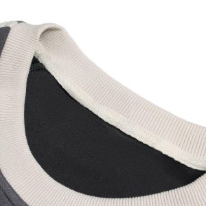 Concert Outfit Suede Contrast Color Spliced Letter Embroidery Oversize T-Shirt