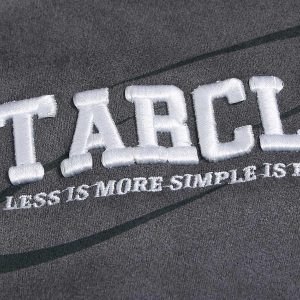 Concert Outfit Suede Contrast Color Spliced Letter Embroidery Oversize T-Shirt