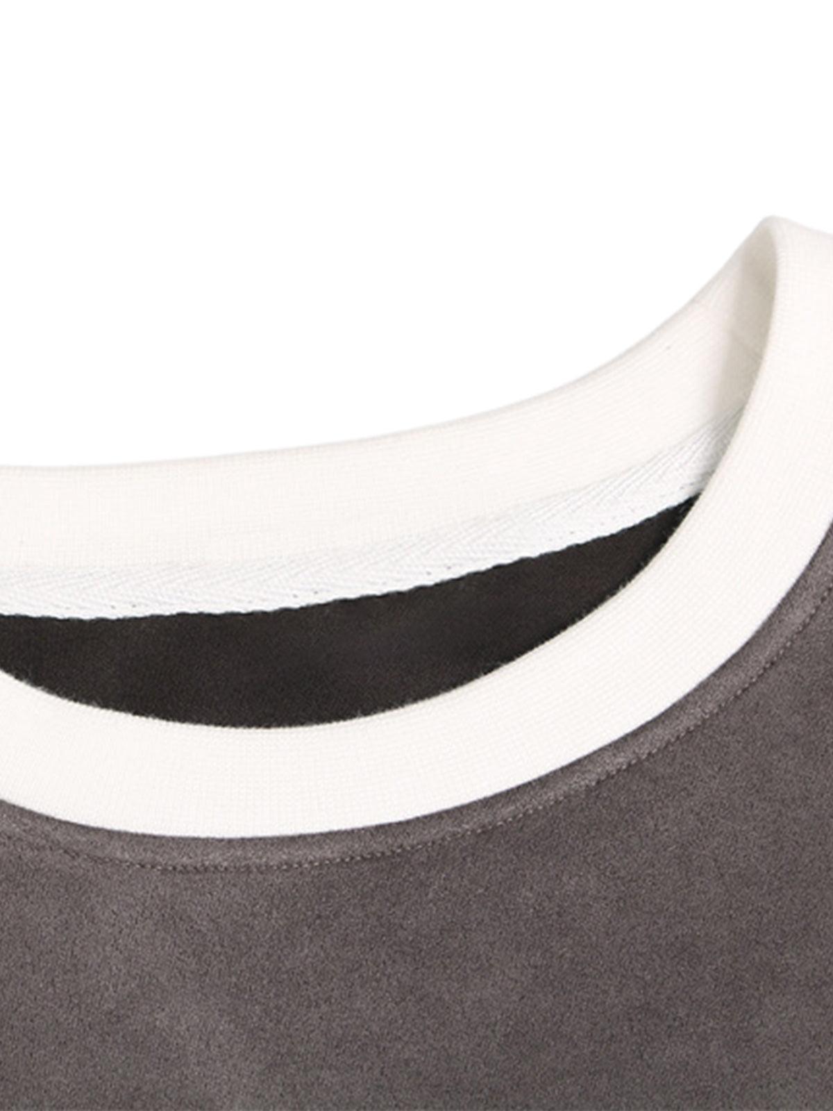 Concert Outfit Suede Contrast Stripe Embroidered Long SleeveT-Shirt Concert Outfit Suede Contrast Stripe Embroidered Long SleeveT-Shirt