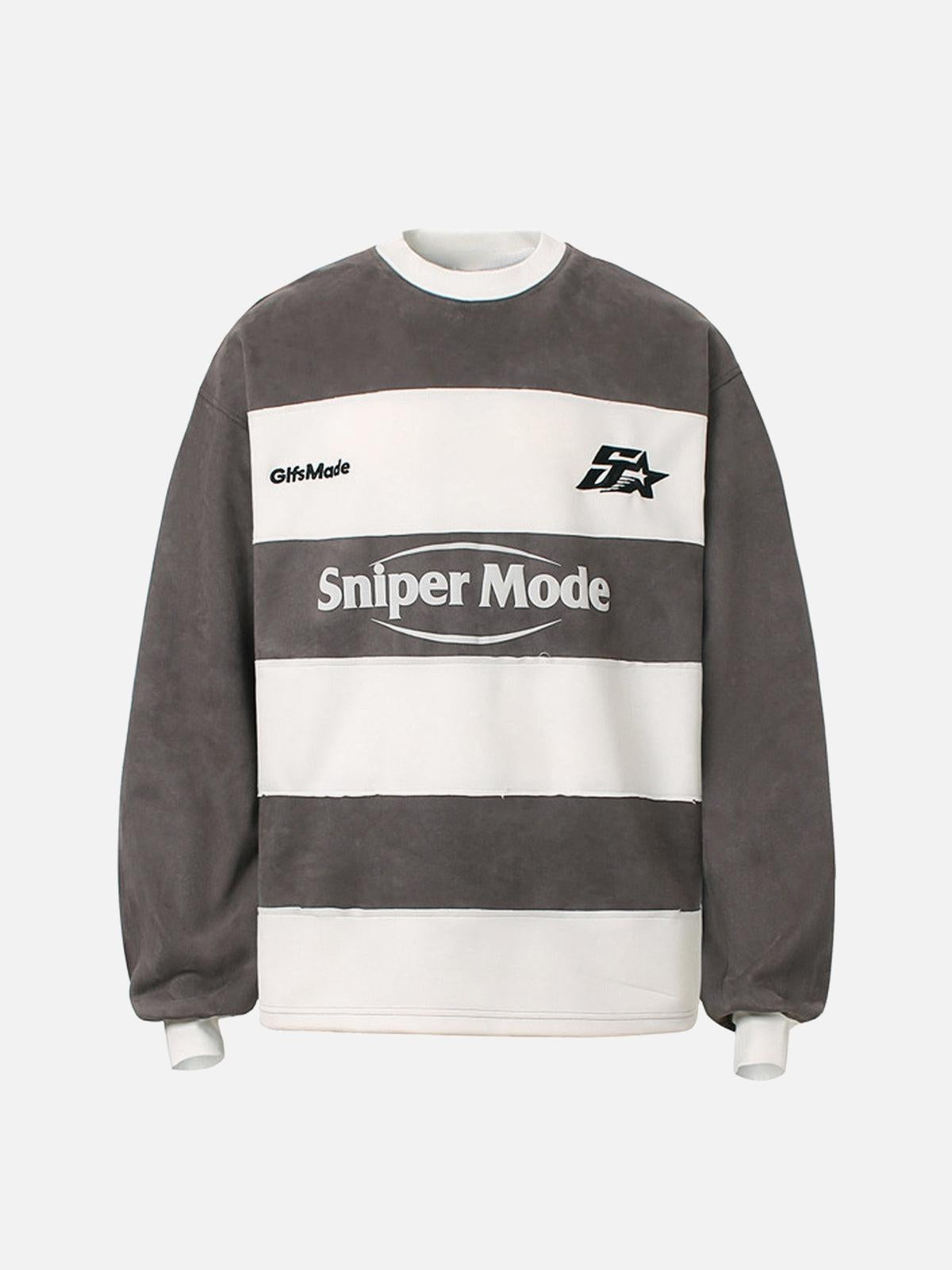 Concert Outfit Suede Contrast Stripe Embroidered Long SleeveT-Shirt Concert Outfit Suede Contrast Stripe Embroidered Long SleeveT-Shirt