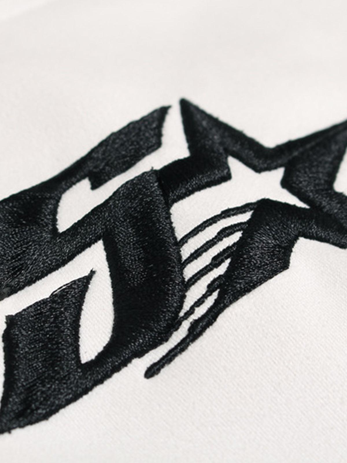 Concert Outfit Suede Contrast Stripe Embroidered Long SleeveT-Shirt Concert Outfit Suede Contrast Stripe Embroidered Long SleeveT-Shirt