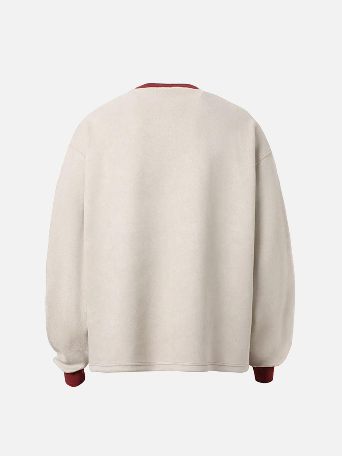 Concert Outfit Suede Contrast Stripe Embroidered Long SleeveT-Shirt Concert Outfit Suede Contrast Stripe Embroidered Long SleeveT-Shirt