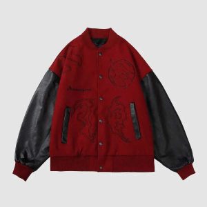 Concert Outfit Symbol Embroidery PU Leather Racing Jacket